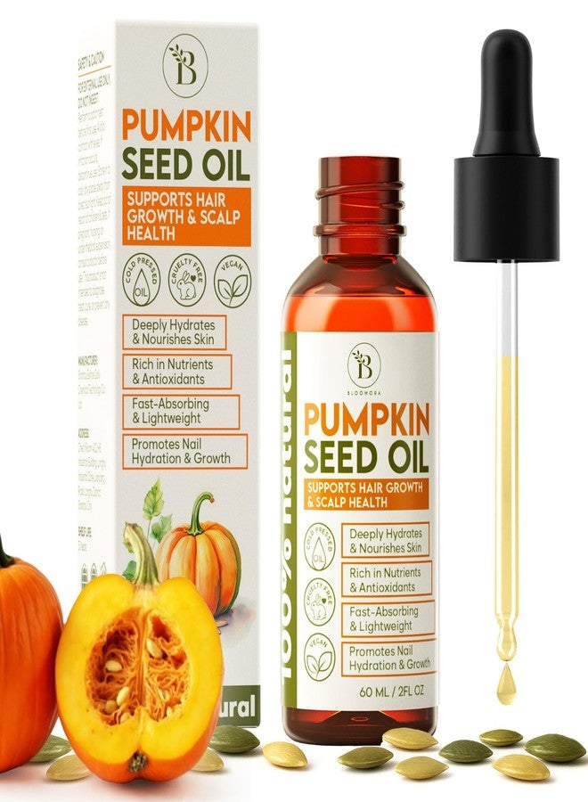 BLOOMORA Pumpkin Seed Oil for Hair Growth & Care - Dry Scalp Oil, Skin & Nail Hydration (2Fl Oz), - Cold Pressed Pumpkin Seed Extract Drops for Scalp Care - Smooth Split Ends - Natural Hair Serum Alternative - Image 1